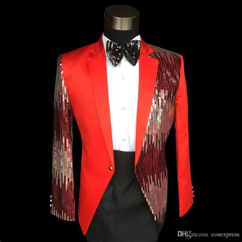 Anzug herren anzug 3 teilig slim fit herrenanzug hochzeit anzüge herren modern sakko für business. Großhandel Plus Size Rot Pailletten Herren Anzug Hochzeit ...