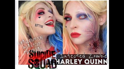 Harley Quinn Zombie Bite Makeup Tutorial Suicide Squad Halloween Costume Youtube