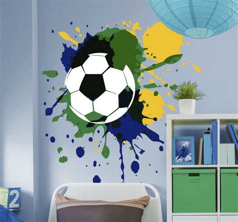 Football Wall Art Kids Room Amazon Com Black And Red Soccer Football
