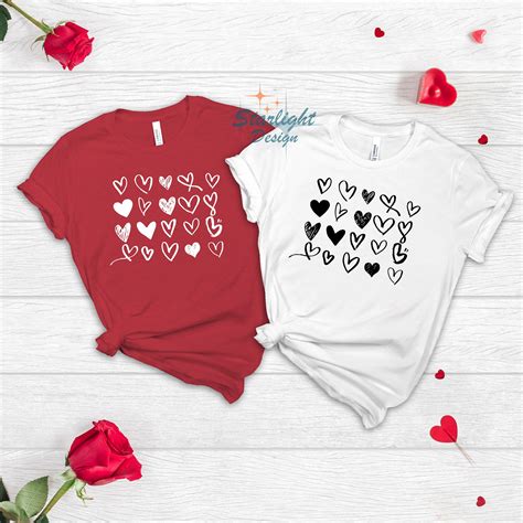 Cute Hearts Tshirt Valentines Day Shirt Valentines Shirt Etsy