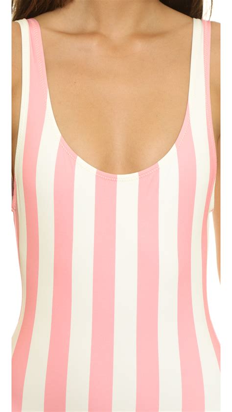 Solid And Striped The Anne Marie One Piece Swimsuit Pink And White Stripe