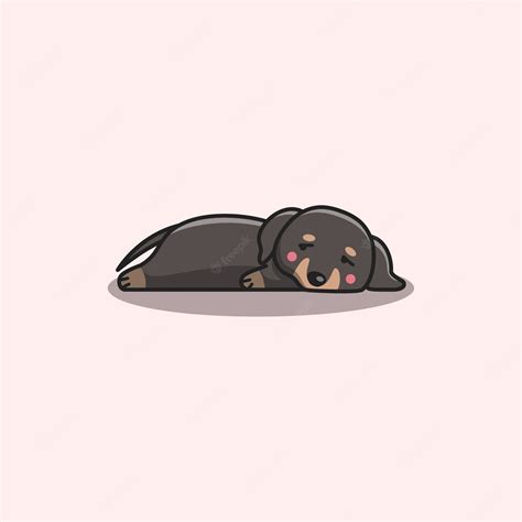 Premium Vector Cute Kawaii Hand Drawn Doodle Bored Lazy Dachshund Dog