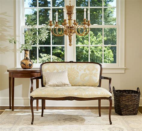 Federalist Sette With Custom Fabric Chandelier And End Table Darien