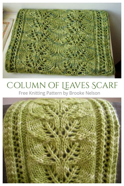 Column Of Leaves Scarf Free Knitting Pattern Knitting Pattern