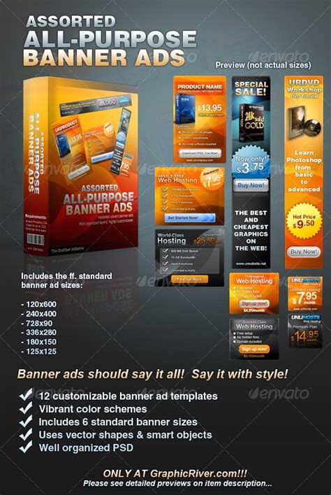 Assorted All Purpose Banner Ad Templates Vol 1 Web Elements