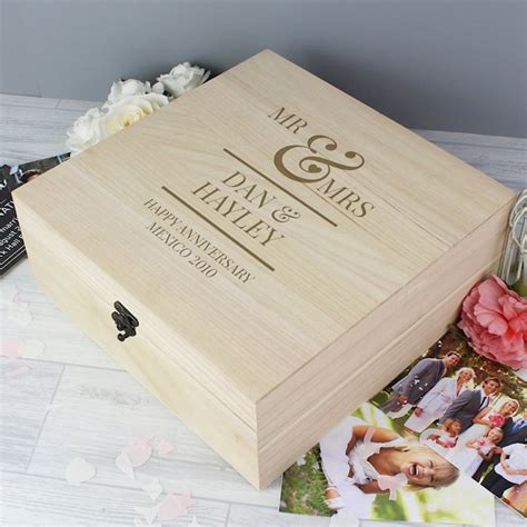 Personalised Mr And Mrs Large Wooden Keepsake Box Uk