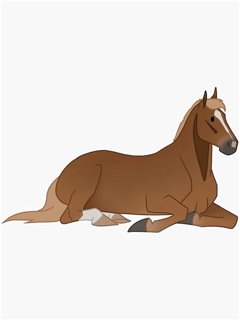 "Chestnut horse laying down" Sticker for Sale by peyeqart | Redbubble