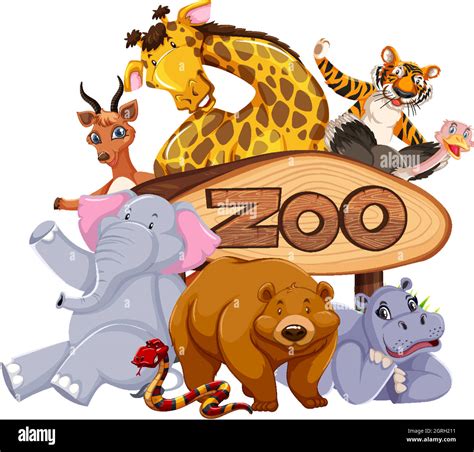 Zoo Animals At The Entrance Sign Stock Vector Image And Art Alamy