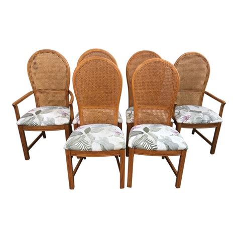 4 mid century modern walnut cane back dining chairs after th robsjohn gibbings. Contemporary Thomasville High Cane Back Dining Chairs- Set of 6 | Chairish
