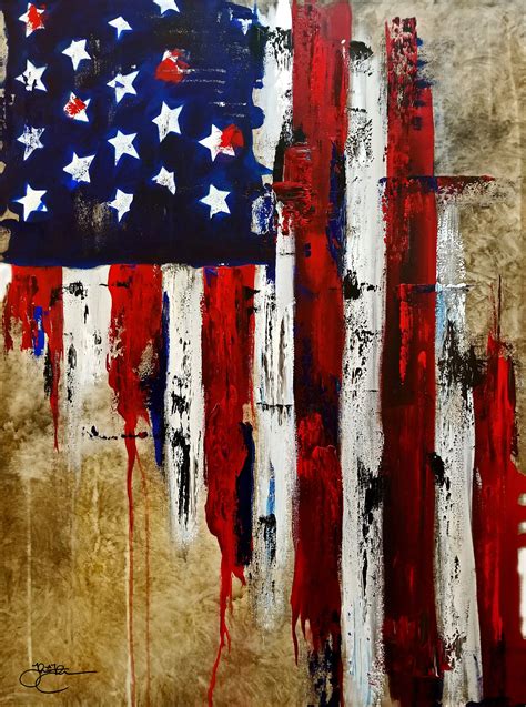 Abstract Modern Pop Art Original American Flag Canvas Print By Fidostudio
