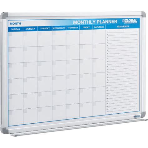 Global Industrial™ Monthly Calendar Whiteboard Steel Surface 36w X 24h