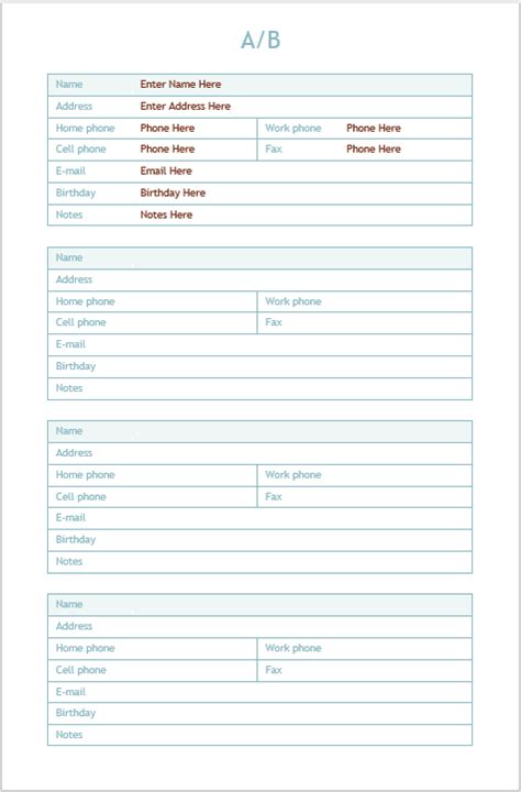 Maybe you would like to learn more about one of these? 20+ Free Address Book Templates in MS Word Format - One ...