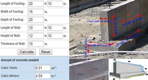 Concrete Calculator For Footings And Wall Section | Concrete Wall