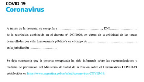 El gobierno de córdoba informó un nuevo permiso para circular por la provincia. Listado de actividades esenciales y modelo de certificado de Excepción restricción de circulación