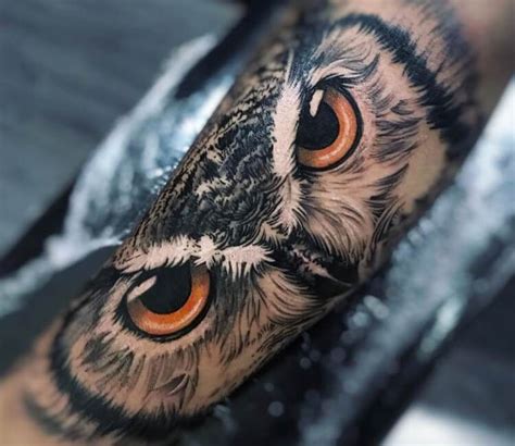 Tattoo Photo Owl Eyes Tattoo By Daniel Bedoya Owl Forearm Tattoo Owl