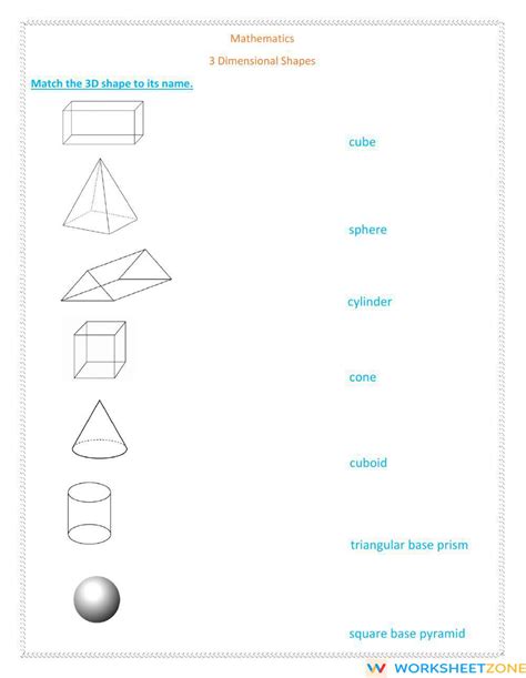 3d Shapes Worksheet Zone