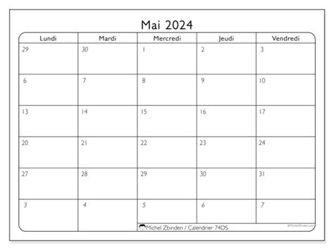 Calendrier Mai 2024 74ds Michel Zbinden Mc