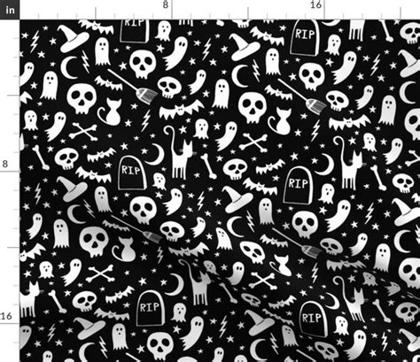 Halloween Fabric Spooky Halloween Black By Jaymehennel Etsy