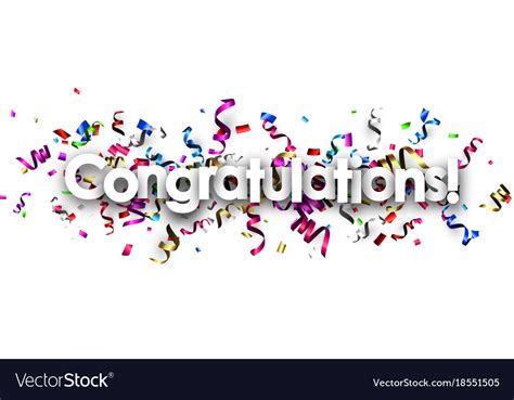 Congratulations Banner With Colorful Serpentine Vector Image