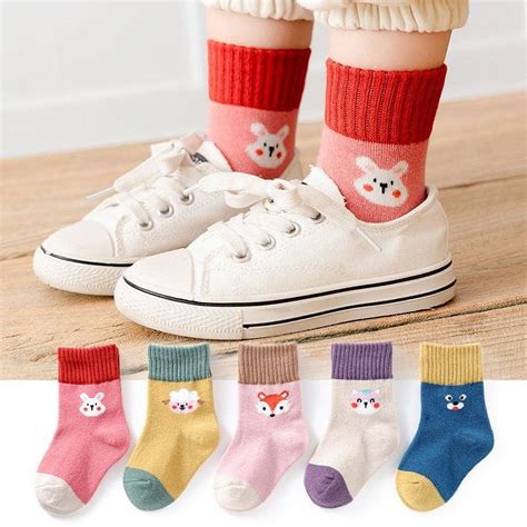 Toddler Socks 5 Packs In 1 For Kids Baby Girls Boys Fashion Cute