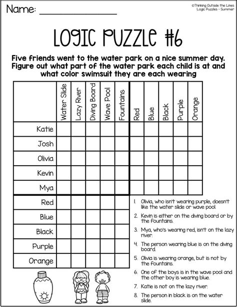 summer logic puzzles  kids math logic puzzles logic puzzles