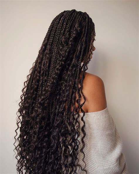 Knotless Braids With Curly Ends Hairstyle