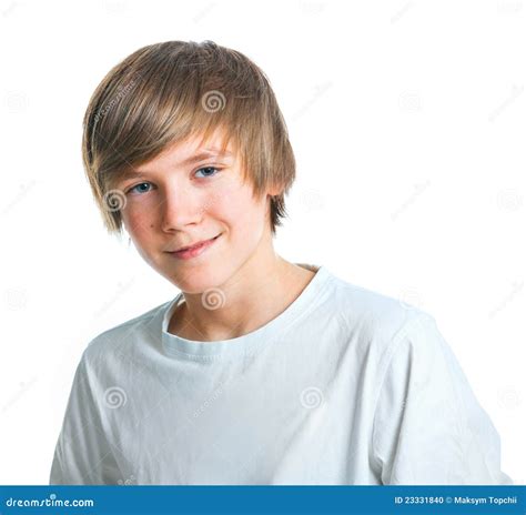 Portrait Of Young Beautiful Boy In White Stock Photo Image Of