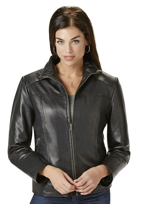 Womens Excelled Lambskin Leather Scuba Jacket Black L Nk8t7 908