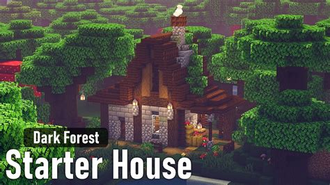 Minecraft How To Build A Starter House In The Dark Oak Forest Youtube