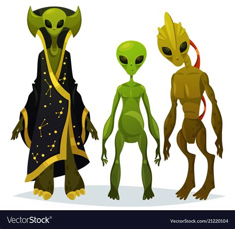 Funny Cartoon Aliens Or Extraterrestrial Invaders Vector Image