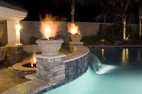 Love The Fire Pit And Additional Fire Features Pool Waterfall