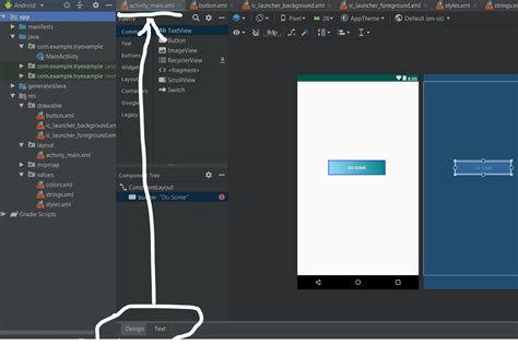 Android Designtext Tab Is Not Showing Only For Drawable Resource