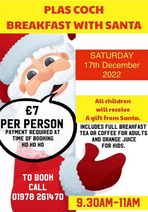 Breakfast With Santa 17th December 2022 Plas Coch Inn Wrexham