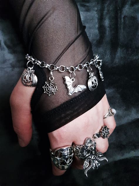Gothic Halloween Charm Bracelet ☥☠shopofstarsandwine In