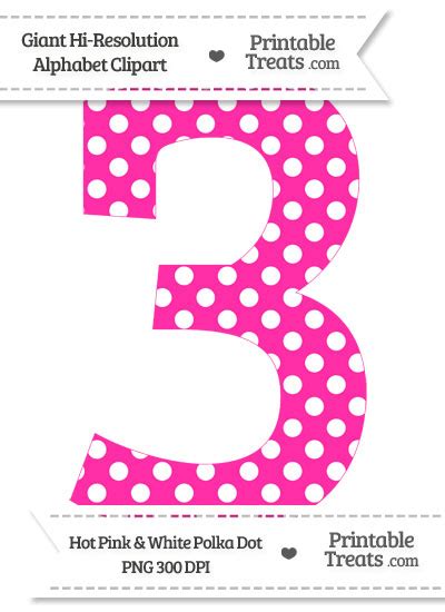 It is the natural number following 2 and preceding 4, and is the smallest odd prime number and the only prime preceding a square number. Hot Pink Polka Dot Number 3 Clipart — Printable Treats.com
