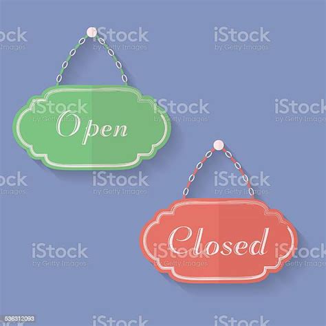 Signs Of Open And Closed Open Closed Icons Stock Illustration