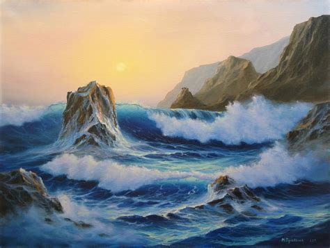 Seascape Oil Paintings Ocean Painting Canvas Art Ocean Waves Etsy
