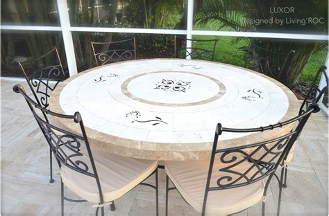 170cm Round Outdoor Garden Marble Mosaic Dining Table Luxor
