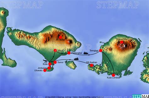StepMap Bali Lombok Landkarte für Indonesien