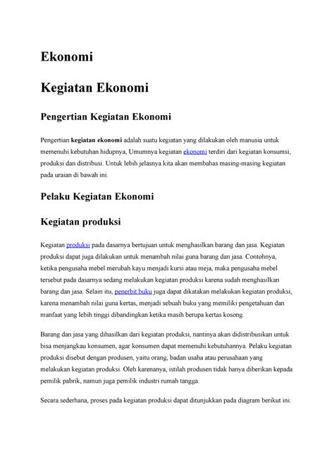Kegiatan Ekonomi Pengertian Tujuan Jenis Beserta Cont - vrogue.co