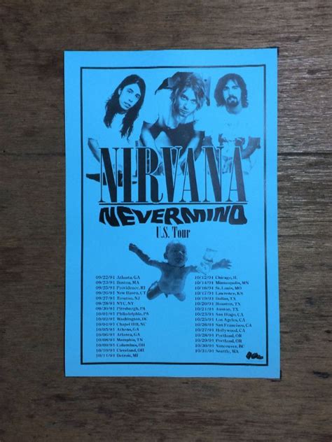 Nirvana Nevermind Us Tour Concert Poster Boardwalk Vintage