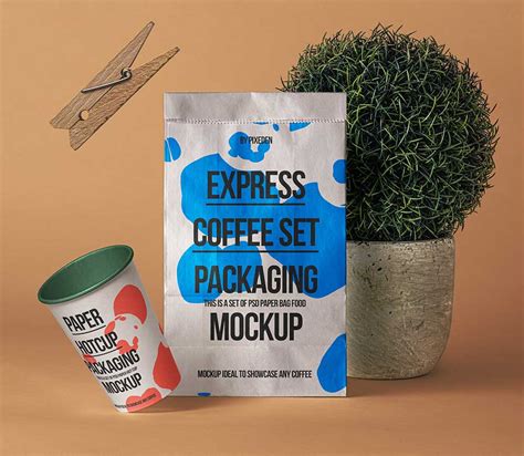 Download Free Coffee Bag & Paper Cup Mockup | Mockuptree