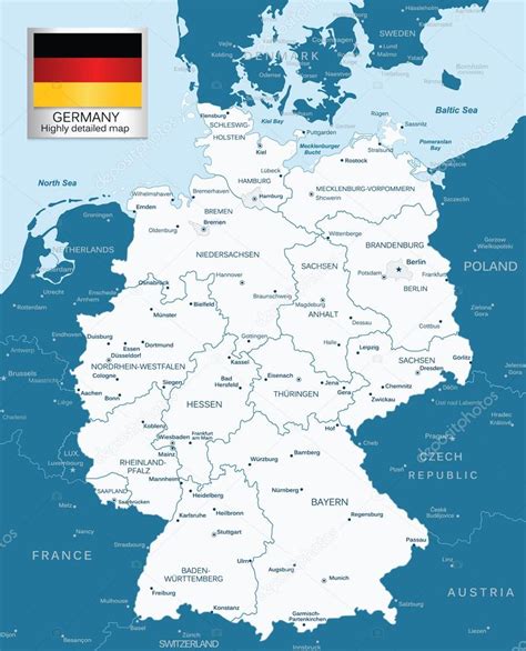 Mapa Altamente Detallado De Alemania Con Divisiones Administrativas Y 2023
