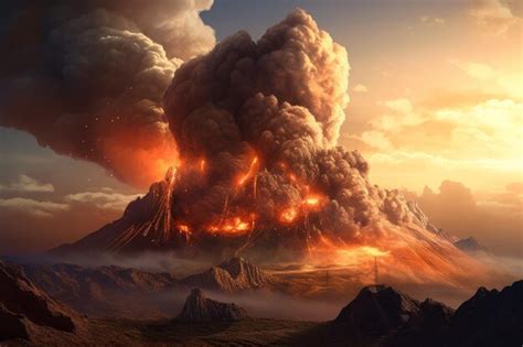 Premium Ai Image Volcano Eruption Fire Generate Ai