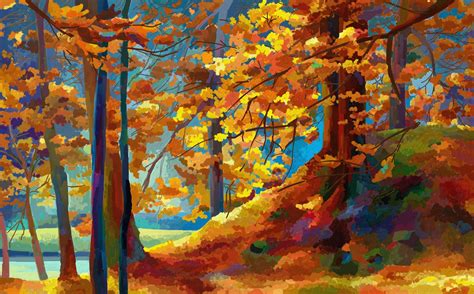 Autumn Painting Textur Wallpapers Hd Desktop And