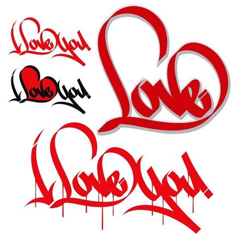 Love Heart Typography I Love You Love Graffiti Calligraphy Canvas