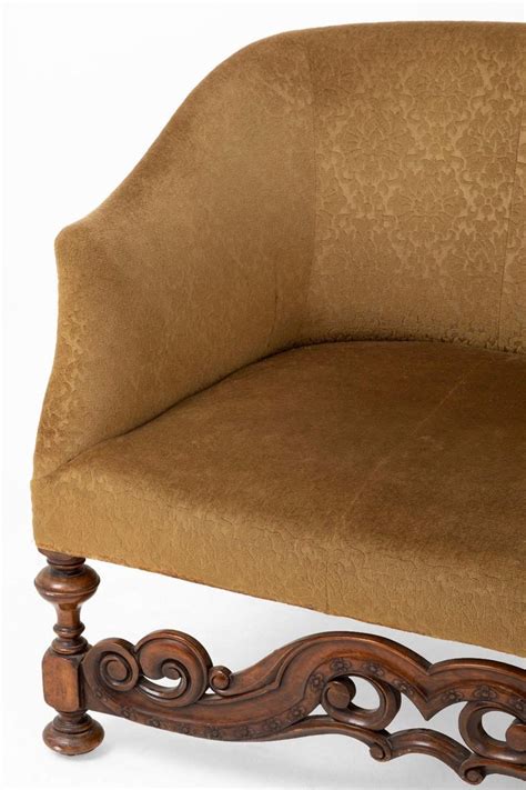 Set off with navy cotton piping, it will mix easily with solids or stripes on your sofa, chair or bed. Large Jacobean English Style Sofa in Walnut, circa 1900 ...