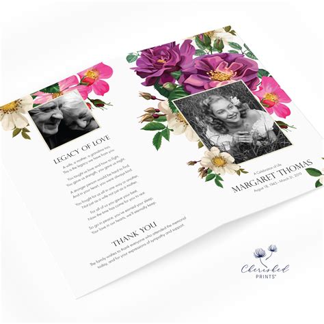 Spring Flowers Funeral Program Bifold • Cherished Prints