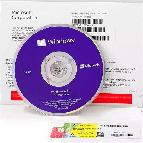 Licencia Windows 10 Pro OEM DVD Paquete Completo Tecnocucutajprrsas