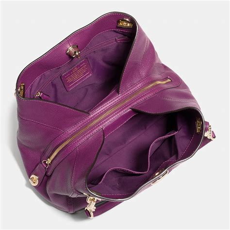 Coach Turnlock Edie Shoulder Bag In Pebble Leather In Purple Dark
